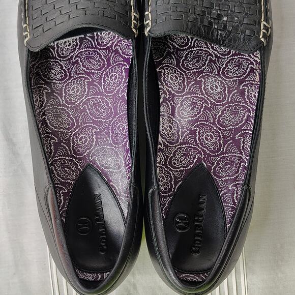 Cole Haan Leather Slip On Flats Loafers Black Weave Women's Size 8B - Picture 6 of 11